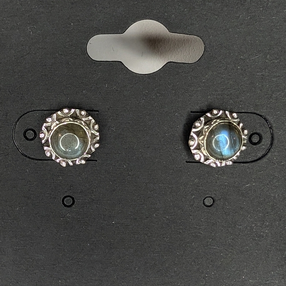 Labradorite Stud Earrings - Picture 2 of 4